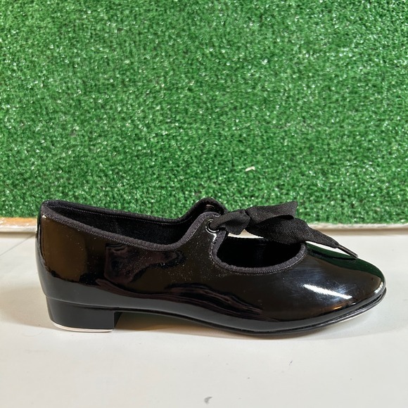 ABT Spotlight Tap Ballet Shoes Black‎ Slip On Ribbon Tie Girls Size 1 - Picture 1 of 12